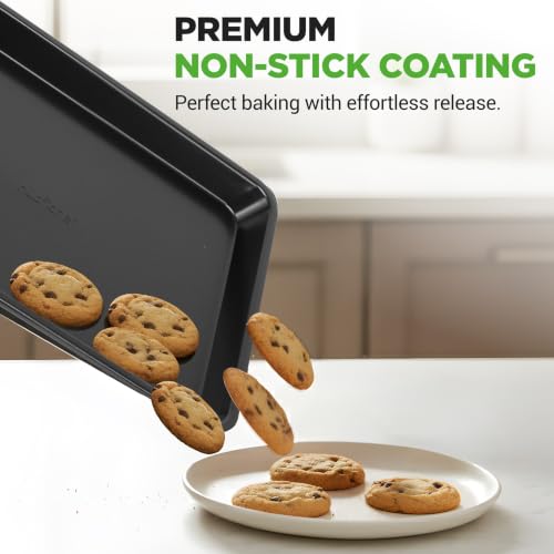 NutriChef 6-Piece Nonstick Baking Pans - Carbon Steel Non toxic Bakeware set with Cookie Sheets, Muffin, Loaf, Round & Square Pan - Restaurant Quality Baking Tray, Easy Clean, Dishwasher & Oven Safe - color: Obsidian Blue