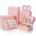 COTOPHER 30Pcs Cookie Boxes with Ribbons, 9x6x3 Inch Pink Bakery Boxes - color: Pink