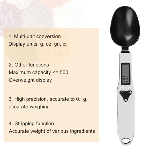 Electronic Food Measuring Spoon, Stainless Steel Digital Scoop Scale Small Baking Weight Cup with LCD Display 300g/0.1g High Precision Gram Kitchen Gadgets for Home Kitchen