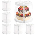JCD Multi-Layer 6 Pack Clear Cake Box with Ribbon,Tall Cake Box Carrier, Tiered Transparent Cake Packaging Boxes 10 Inch, PET Round Cake Containers for Party (Clear lid, Round 10inch/6pcs) - color: Clear Lid, size: Round 10inch/6pcs