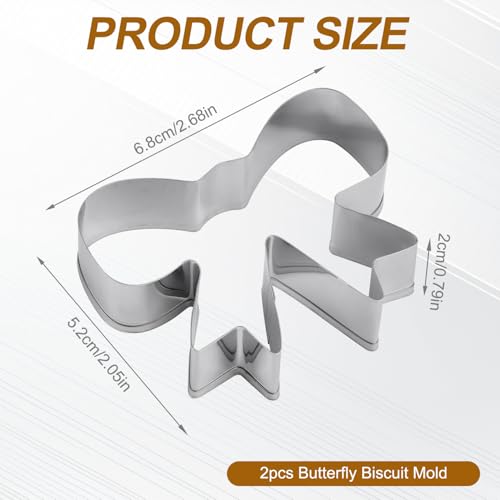 2pcs Bow Cookie Cutter, Mini Stainless Steel Cute Bow Shaped Cookie Cutter Small Metal Bowknot Ribbon Biscuit Mold Shaper for Baking Cracker Making Supplies