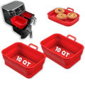 Collapsible Silicone Air Fryer Liners 10QT Ninja Dual (Red) - color: Red, size: 10QT
