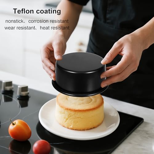 4 Inch Cake Pan, Nonstick Mini Cake Pans Set of 5 with 100 Parchment Paper