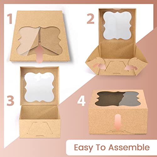 20 Pack 6x6x3in Cookie Boxes with Window, Pastry Boxes for Baked Goods