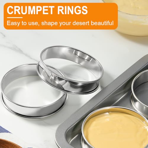 4inch English Muffin Rings, 6pcs Double Rolled Stainless Steel Crumpet Tart Rings for Baking - size: 4in