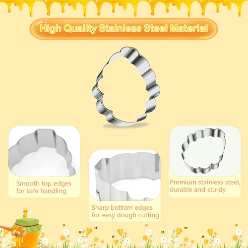 9 PCS Bee Cookie Cutters Set, Stainless Steel Honeycomb Honey Jar Flower Shaped Cookie Cutter Honeybee Biscuit Cutters Molds Baking Molds for DIY Crafts Spring Bee Party Homemade Treats Baking - color: Bee