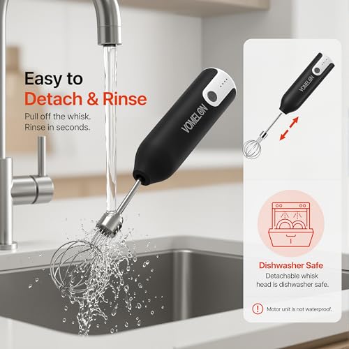 Electric Hand Mixer Whisk | Wireless Rechargeable Handheld Egg Beater with 2 Stainless Steel Mixing Heads | Portable Kitchen Hand Mixer for Egg, Milkshake Cream, Cake, Baking & Cooking-Black - color: Black