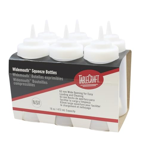 TableCraft C11663C White 16 Oz. Wide Squeeze Dispenser - 6 / PK