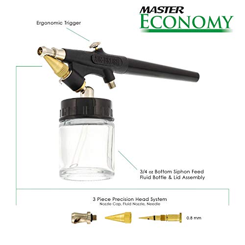 Master Airbrush E91 Airbrush Set Single-Action External Mix Siphon Feed
