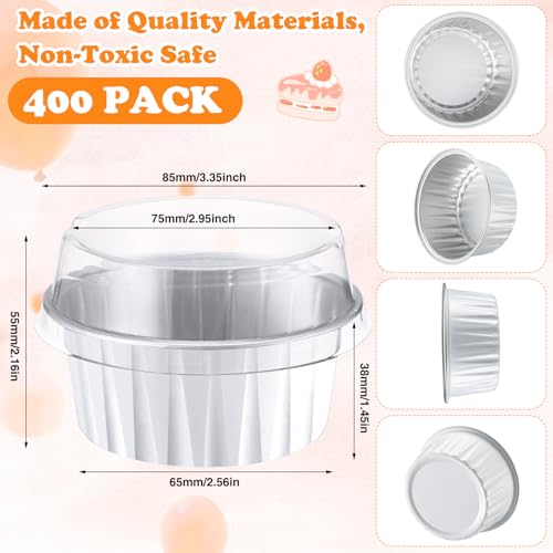 Gejoy 400 Pcs Aluminum Foil Baking Cups with Lids, Classic, White - color: White, size: Classic