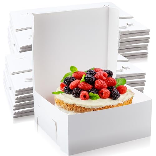 Ireer 50 Pack White Cake Boxes 14 x 14 x 6 Inch Cake Transport Container - size: 14 x 14 x 6 Inch