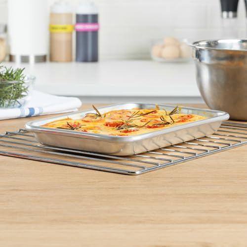 Restaurantware 1/8 Size 19 Gauge Aluminum Sheet Pan, Beaded Rim, 1 Count - size: 1/8 Size