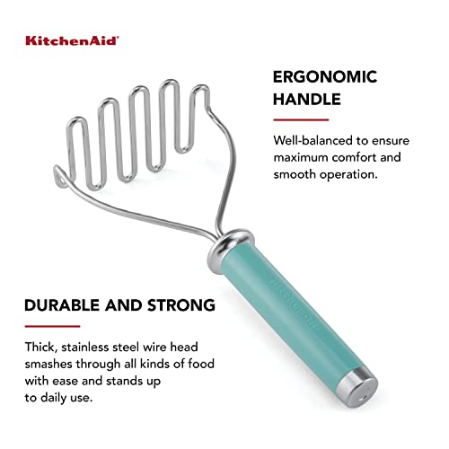 KitchenAid Gourmet Stainless Steel Wire Masher, 10.24-Inch, Aqua Sky - color: Aqua Sky, style: Classic Handle