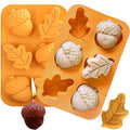 Fall Soap Molds Silicone, 2 Pack Acorn Leaf Thanksgiving Mold 12 Cavity - color: Thanksgiving Fall