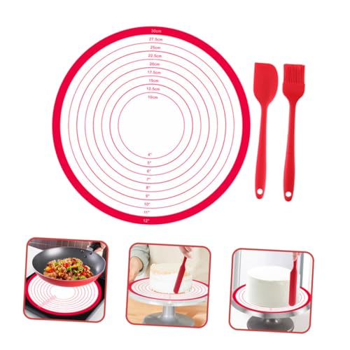 Silicone Kneading Mat Set 30 cm Red Round