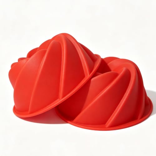 7 Inch Silicone Cake Pan, Medium Fluted Tube Spiral Mold, Nonstick - size: 7 Inch-Spiral-2 Pack