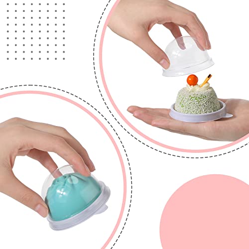 Patelai 50 Pcs Mini Cupcake Containers Clear Plastic Dome Boxes, White - color: White
