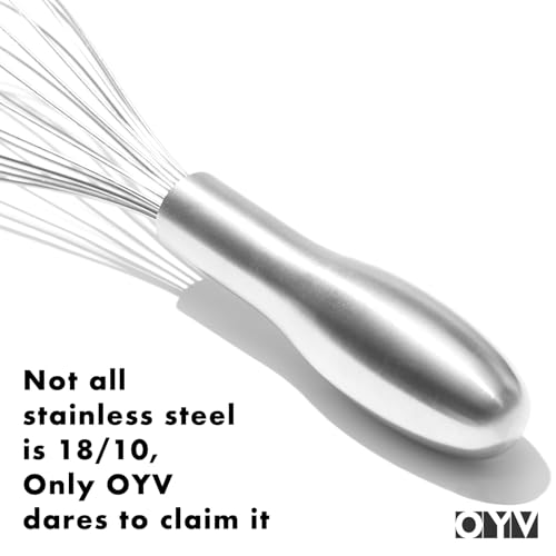 OYV 8" Small Whisk, 18/10 Stainless Steel Whisk, Ergonomic Handle - size: 8 inch silver