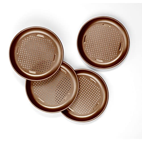 Cuisinart CMBM-4PPBZ 4-pc Mini Pizza Pan Set, Bronze - color: Bronze, size: 4 Count (Pack of 1), style: Pizza Pan