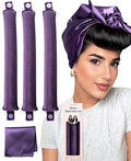 Littles Heatless Curls Overnight Rods Velvet Hair Curler to Sleep in No Heat Heatless Curling Iron Foam Sponge Flexi Rods Hair Rollers for Long Short Hair Care Styling Tools - color: Plum