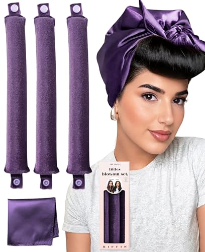 Littles Heatless Curls Overnight Rods Velvet Hair Curler to Sleep in No Heat Heatless Curling Iron Foam Sponge Flexi Rods Hair Rollers for Long Short Hair Care Styling Tools - color: Plum