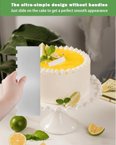 2PCS Stainless Steel Cake Scraper Set, Metal Cake Scraper - color: Stainless Steel 2PCS