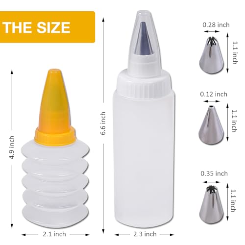 6Pcs Icing Piping Kit, Plastic Icing Bottles for Cookies, Cakes - size: 2.5, 4 Inch