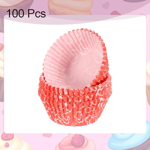 HARFINGTON 100 Count Cupcake Liners Cupcake Cups Pink Love - color: Orange Pink