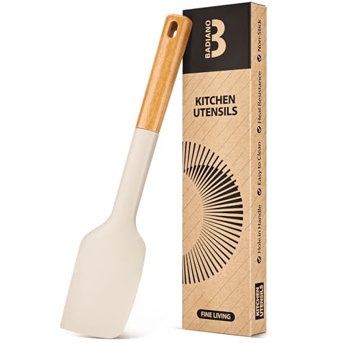 Badiano Silicone Heavy-Duty Spatula, Rubber Scraper for Nonstick Cookware - color: Khaki