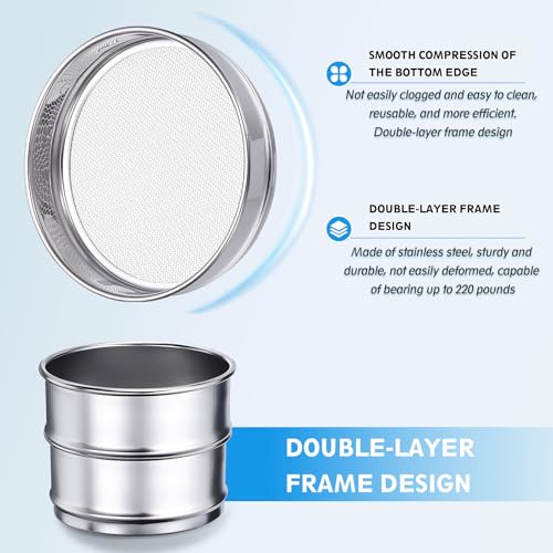 PATIKIL Lab Sieve 5 Mesh(4mm) 7.9"(20cm) Diameter Sifting Screen - size: 5 Mesh(4mm)/7.9"