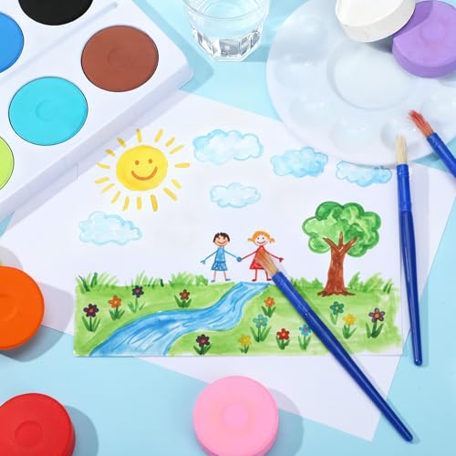 Nuanchu 8 Set 96 Pcs Tempera Paint Cakes with Tray Bulk, 12 Colors