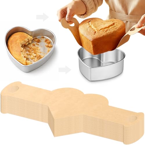 Willinglong 100 Pcs Heart Shaped Parchment Papers Pre cut Baking Sheets with Long Tabs for Easy Lift Non stick Baking Cooking Sheets for Heart Cake Pan Kitchen, Wedding, Pan Not Included (6 Inch) - size: 6 Inch