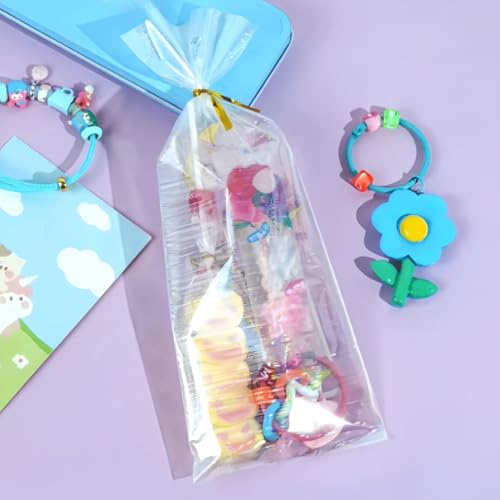 FERENLI 50 Pcs 8.07x13.98 inch Holographic Clear Cellophane Treat Bags - size: 8.07x13.98 inch (20.5x35.5 cm)