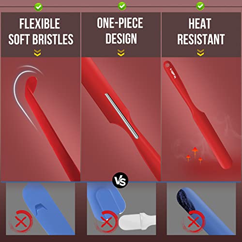 Walfos Silicone Jar Spatula - High Heat Resistant Kitchen Spatulas(450°F）,Cake Cream Butter Spatulas, for Cooking Mixing -BPA Free and Dishwasher Safe Mixing Batter Scraper Spatula, Red(2pcs) - color: Red, size: 2 pieces Jar Spatulas 450°F