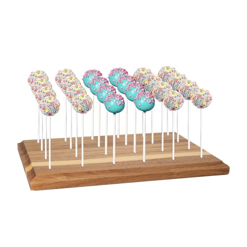 Cake Pop Stand for Drying 24 Holes Lollipop Display Stand Holder - color: Brown