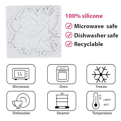 Flower Silicone Mold Hydrangea Camellia Fondant Molds Set of 4 - color: Style K