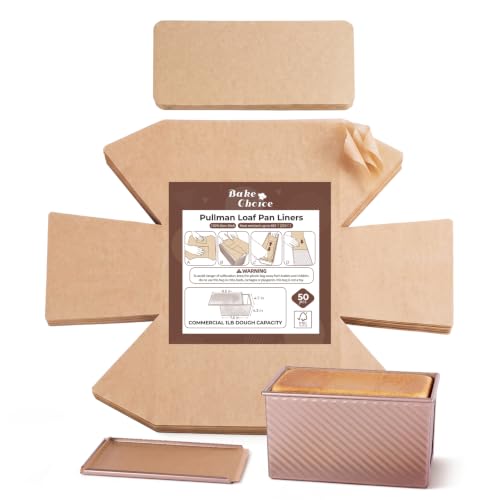 Bake Choice Loaf Pan Liners for 1 LB Pullman Loaf Pan with Lid, 50 Sets - size: 1 LB
