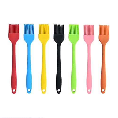Silicone brush, Oil Brush for BBQ Kitchen Cooking Baking and Grilling (2 PCS,blue&orange) - color: blue&orange
