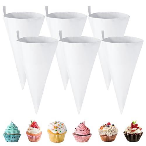 6 Pack 24 Inch Reusable Piping Pastry Bags Large Canvas Cake Decorating Bags with Plastic Coating for Frosting, Icing, Cupcakes, Cookies
