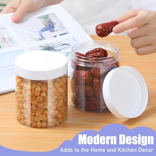 Plastic Jars with Lids,Airtight Container Ideal For Dry Food, Honey Jam, Peanut Butter,Cosmetics, Cream, Bathroom and Storage Included Extra Label and A Pen (30 PCS White Lids) - color: 30 PCS White Lids