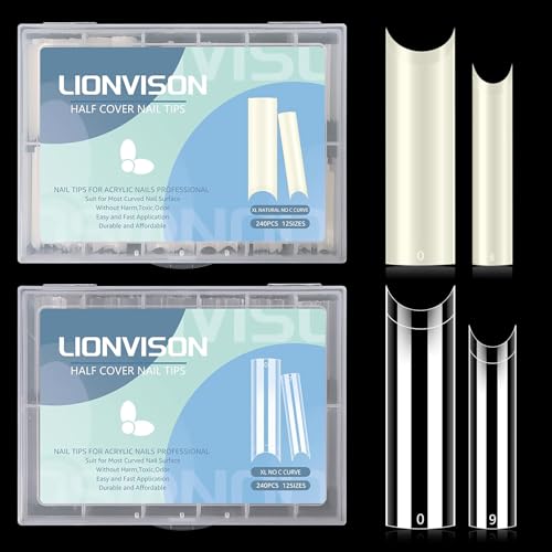 LIONVISON XL Square Nail Tips: 480PCS Extra Long NO C Curve Nails Tip