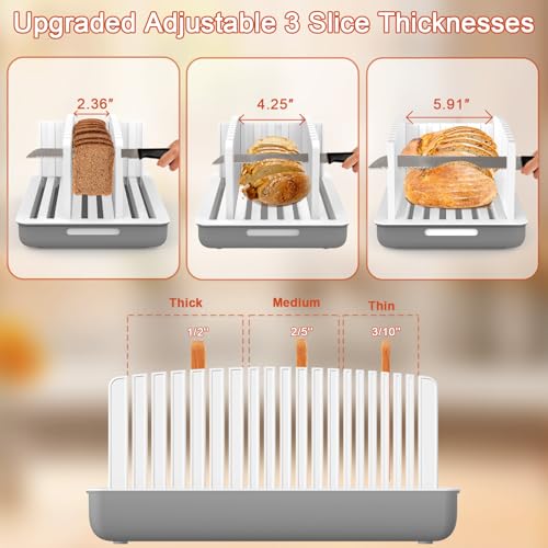NIUXX Bread Slicer for Homemade Bread - 3 Optional Slice Thicknesses - size: Adjustable Thickness