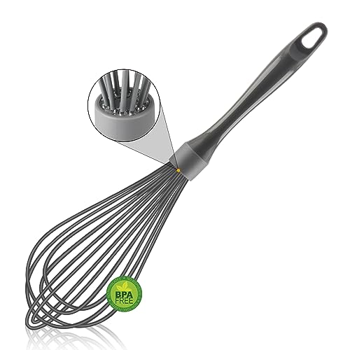 OYV Dishwasher Safe Silicone Whisk, 12-Inch, Grey - color: Gray