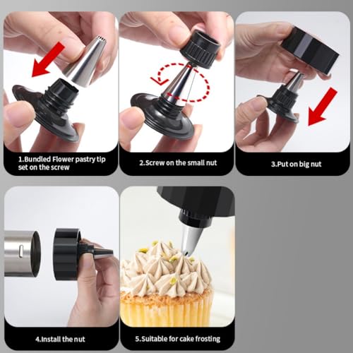 Stainless Steel Cookie Press Gun Kit, 13 Discs & 8 Piping Tips