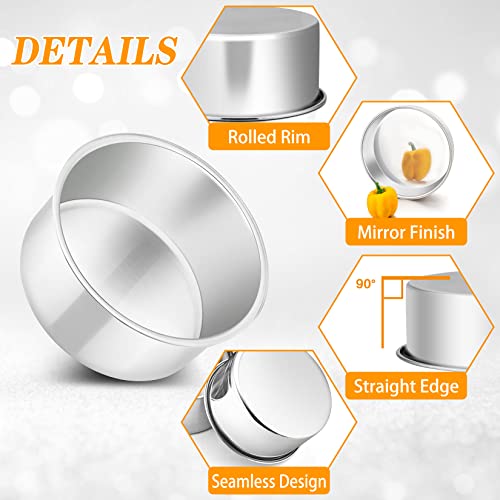P&P CHEF 4 Inch Cake Pan, Stainless Steel Round Cake Pans, Silver & 4 Pcs - color: Silver, size: 4 Inch