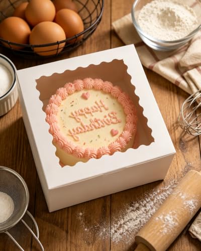 10"x10"x5" Cake Box, 36 Sets White Cake Box with Window ＆ 36 Sets 10" White Cake Round Boards, for Cake, Treat Cookie Dessert, Pastry, Birthday Party, Weddings - color: White, size: 10"x10"x5", 36Pcs