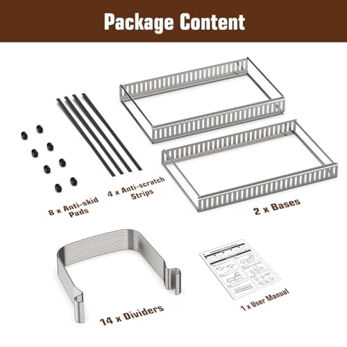 Housolution Cutting Board and Baking Tray Cookie Sheet Organizer, Silver - color: Silver, size: 14 Dividers