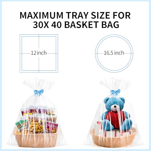 woric Large Cellophane Bags 30x40 Inch Clear Cellophane Wrap 6PCS - size: 30x40 Inch