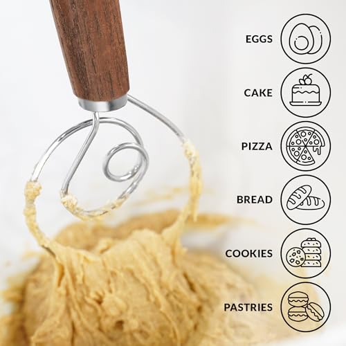 Zulay Kitchen 13-Inch Danish Dough Whisk - color: Ashwood | Single