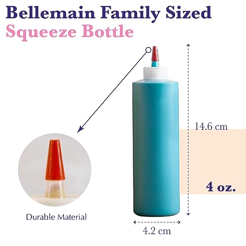 Bellemain 6-Pack Condiment Squeeze Bottles for Sauces - Includes Funnel, Erasable Marker & Reusable Labels, Perfect for Salad Dressings, Liquids, and Ketchup, Durable Plastic 4 oz Bottles - size: 4 Ounces (Pack of 6)